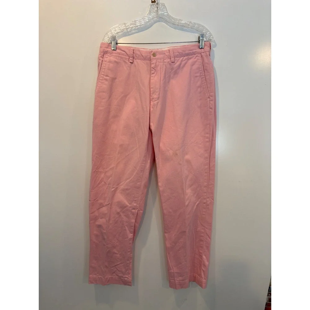 Polo Ralph Lauren Preston Pant Pink Cotton Chino Flat Front Men Size‎ 34x31.5